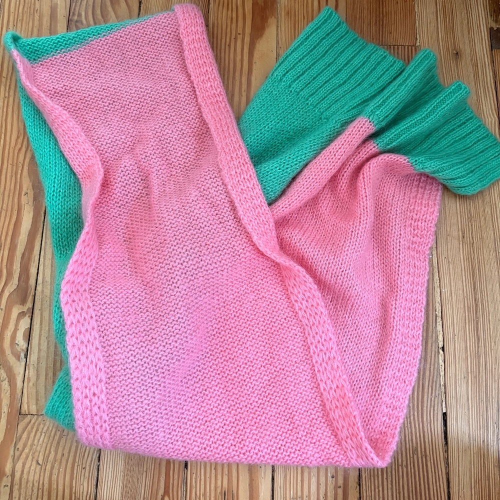 JW Anderson Pink & Green Color Block Scarf